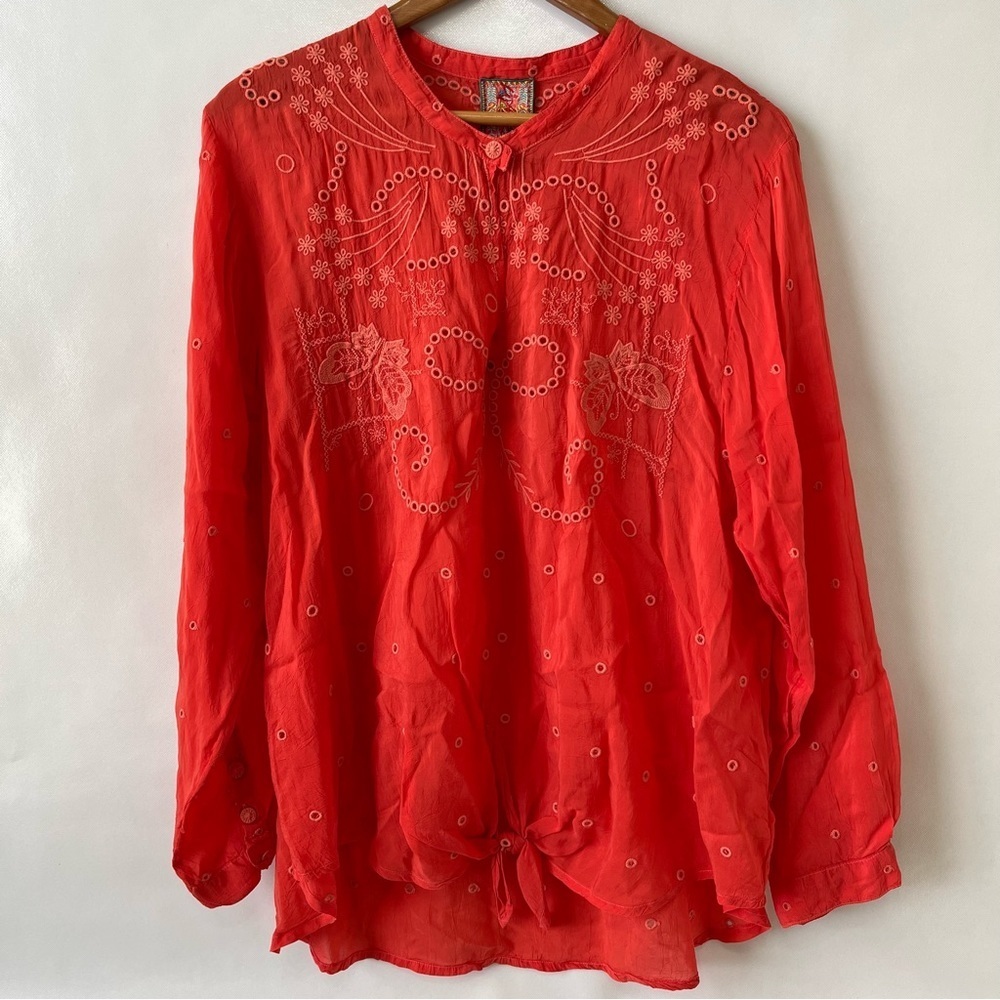 Johnny Was Naple Tie Top Embroidered NWT
